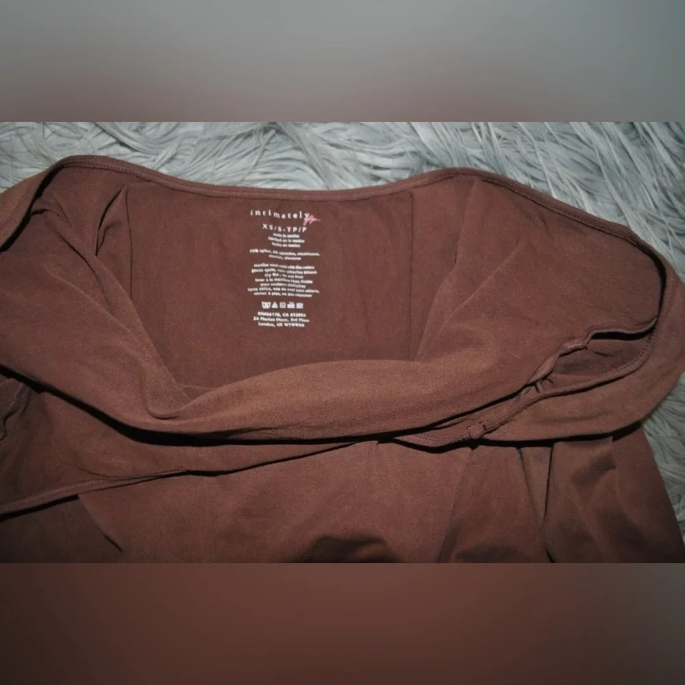 FREE PEOPLE Intimately Low-Back Seamless Long Sleeve Brown Top Size XS/S NWOT